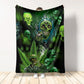 Green Skull Art Flannel Blanket For Soft Bed Couch And Home Comfort