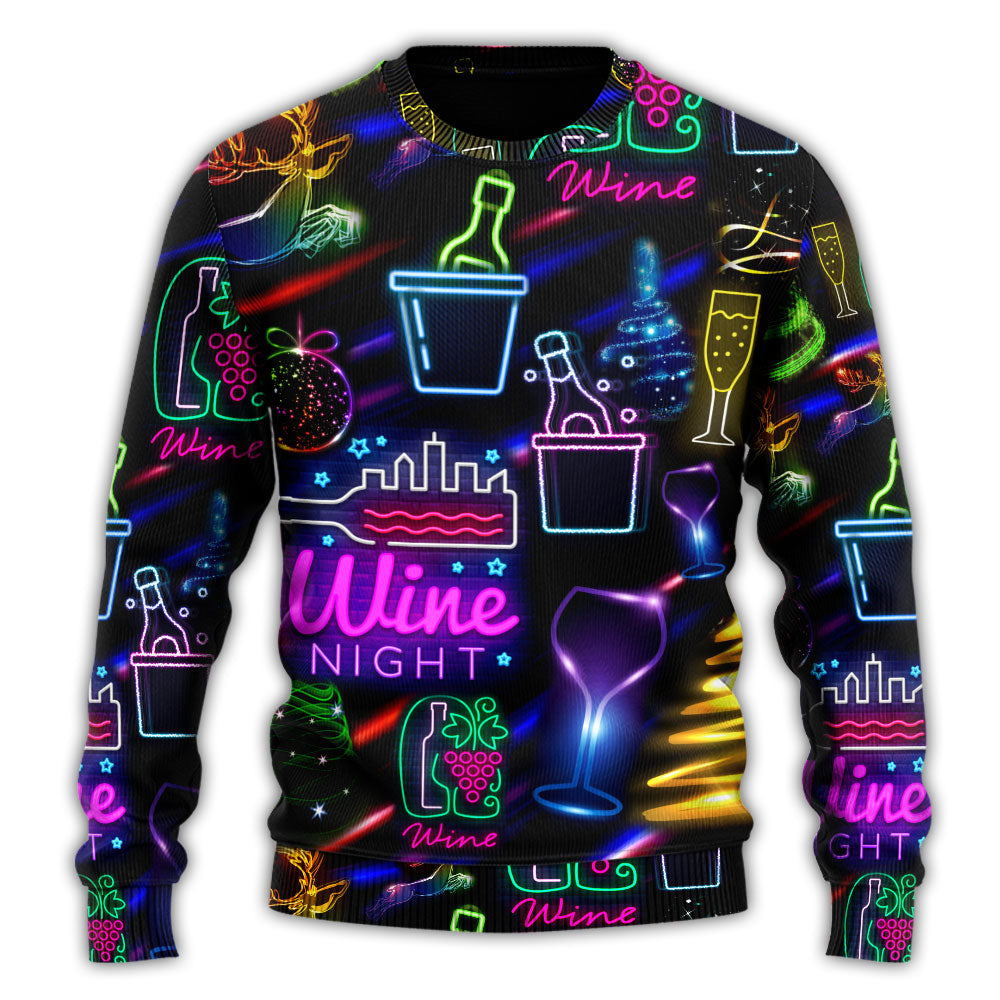 Christmas Wine Neon Art Style – Sweater - Ugly Christmas Sweater