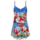 Rebel Santa Beer Humor – Women's Summer Sleeveless V-Neck Camisole Dress