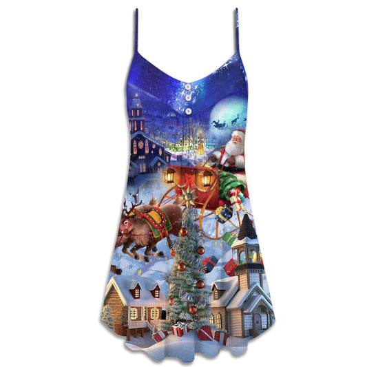 Christmas Santa And Reindeer Gifts – Women's Summer Sleeveless V-Neck Camisole Dress