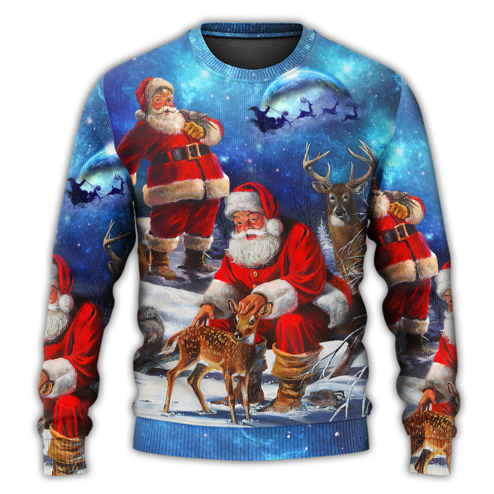 Christmas Santa Xmas Is Coming Night Art – Sweater - Ugly Christmas Sweater