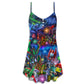 Christmas Dragon Light Art – Women's Summer Sleeveless V-Neck Camisole Dress