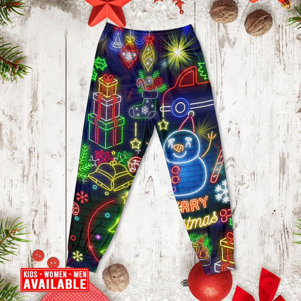 Christmas Bright Neon Lighting - Pajamas Long Sleeve - Owls Matrix LTD