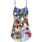 Snowman Couple Winter Love – Women's Summer Sleeveless V-Neck Camisole Dress