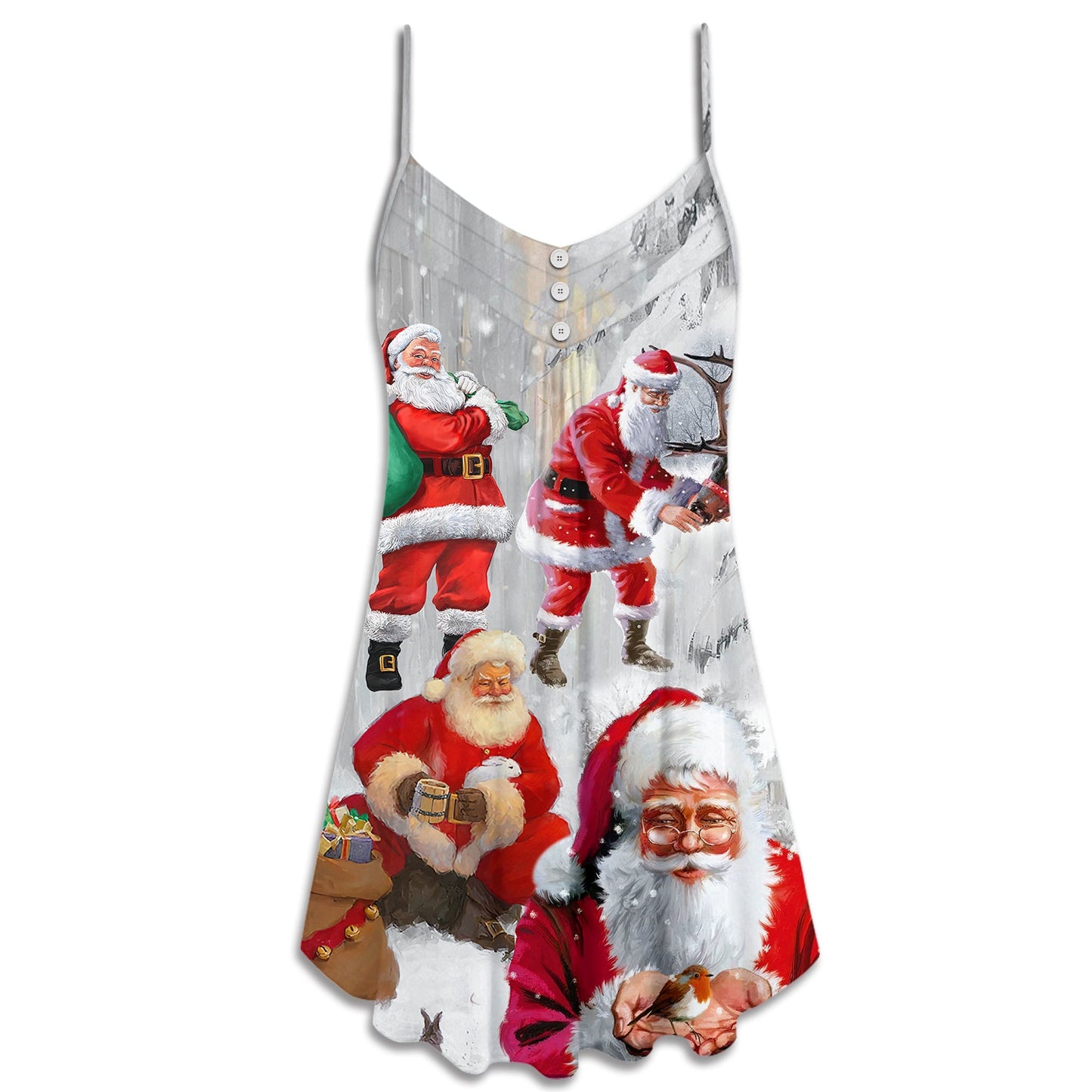 Funny Santa Story Art – Women's Summer Sleeveless V-Neck Camisole Dress
