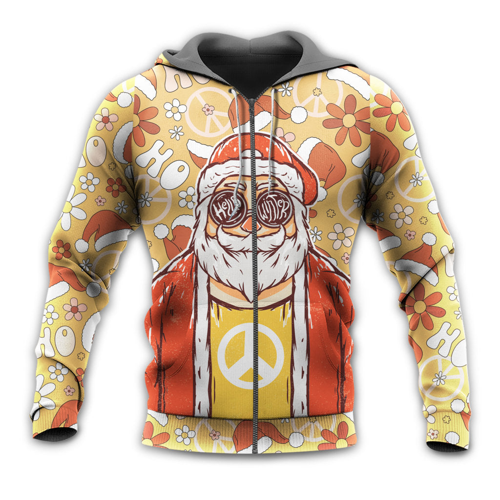 Christmas Santa Cute Hippie Groovy - Hoodie