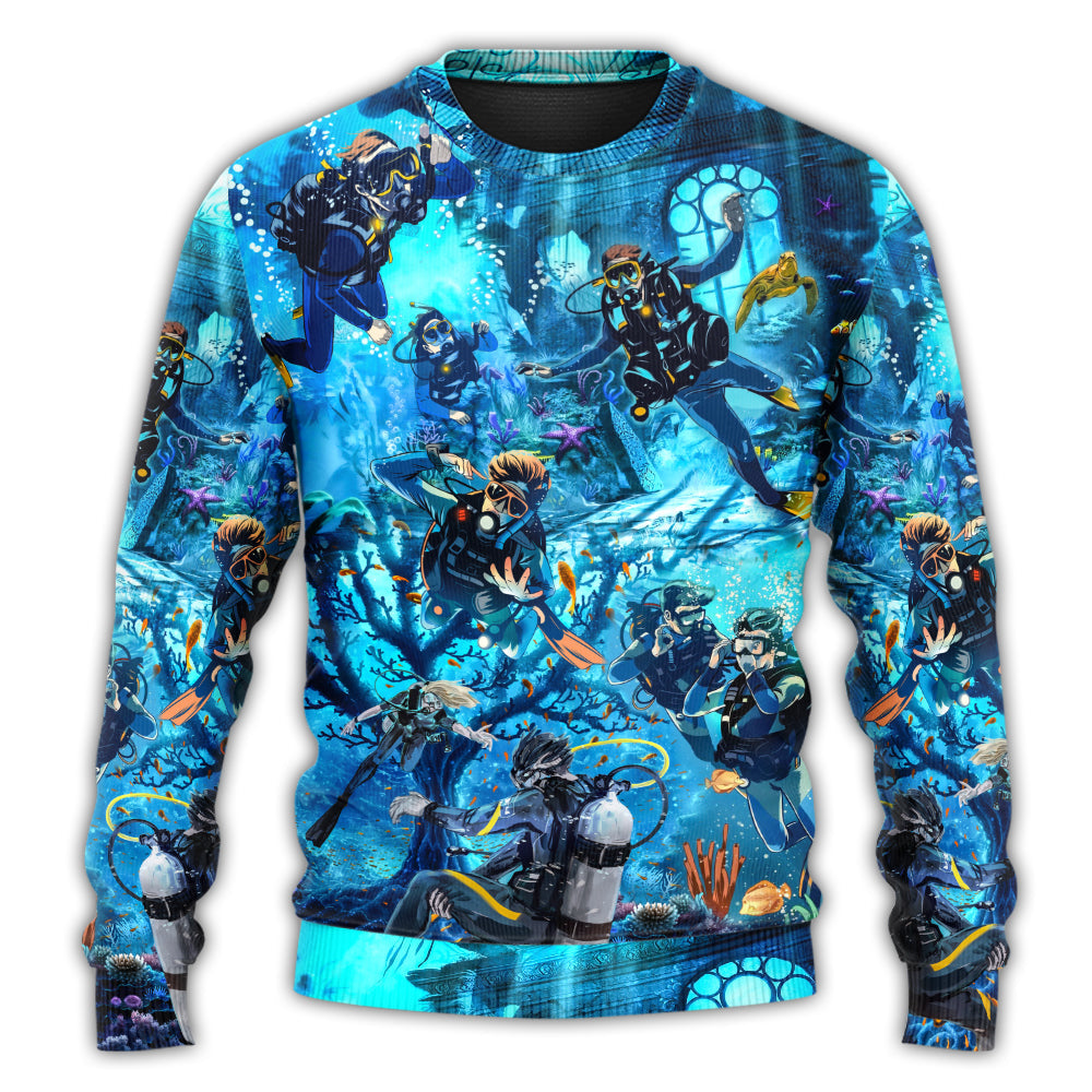 Under The Sea Diving Art Style – Sweater - Ugly Christmas Sweater
