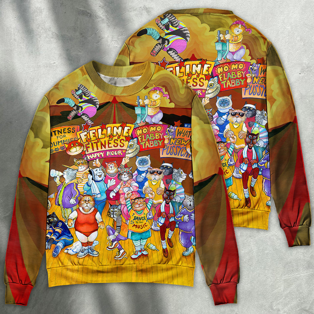Funny Cat Aerobics Instructor Style – Sweater - Ugly Christmas Sweater