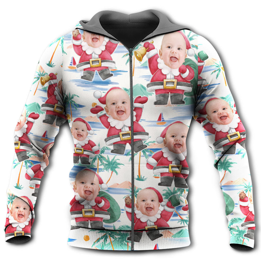 Christmas Santa Summer Beach Custom Photo - Hoodie