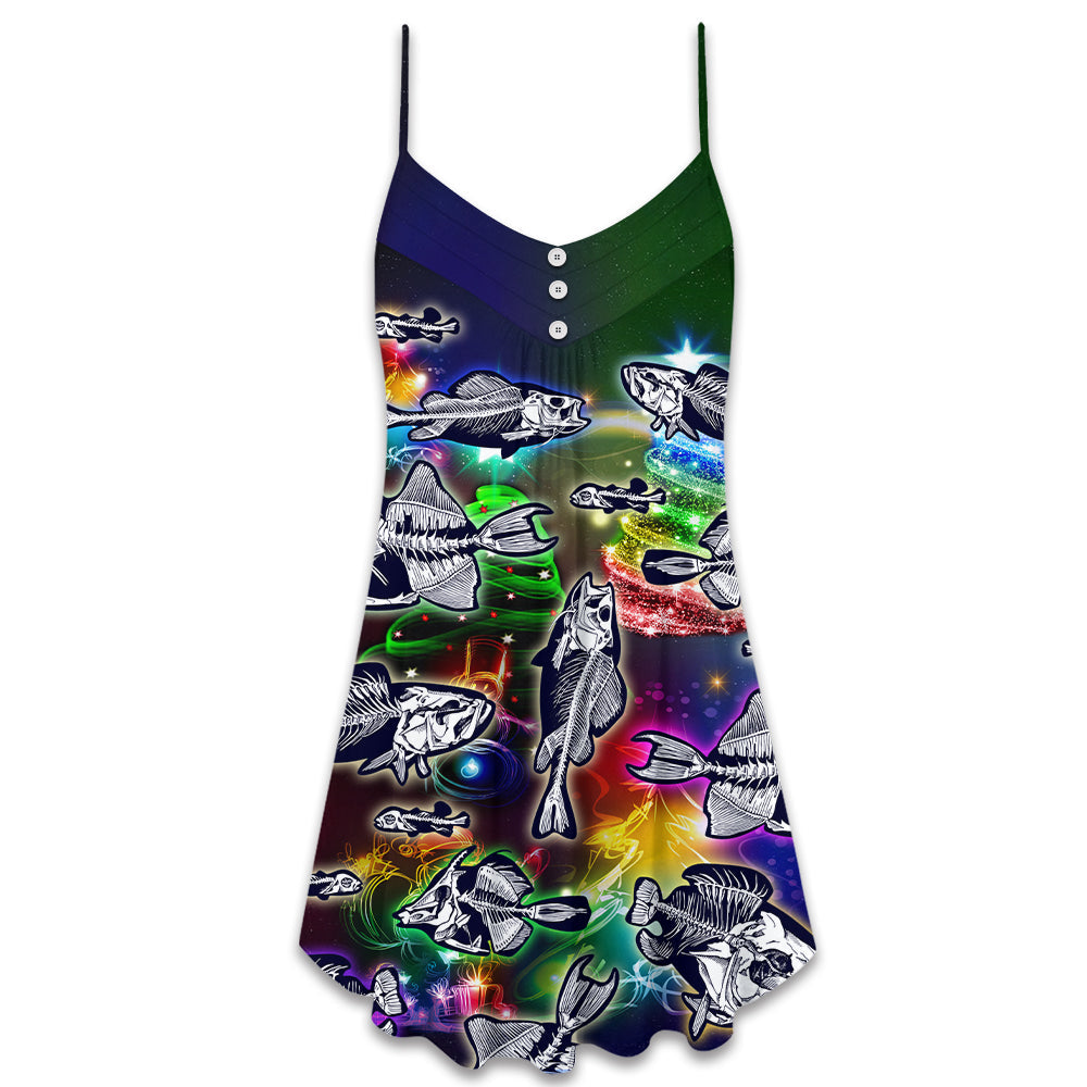 Fishing Lover Christmas Joy – Women's Summer Sleeveless V-Neck Camisole Dress