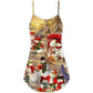 Christmas Snowman Couple Love – Women's Summer Sleeveless V-Neck Camisole Dress