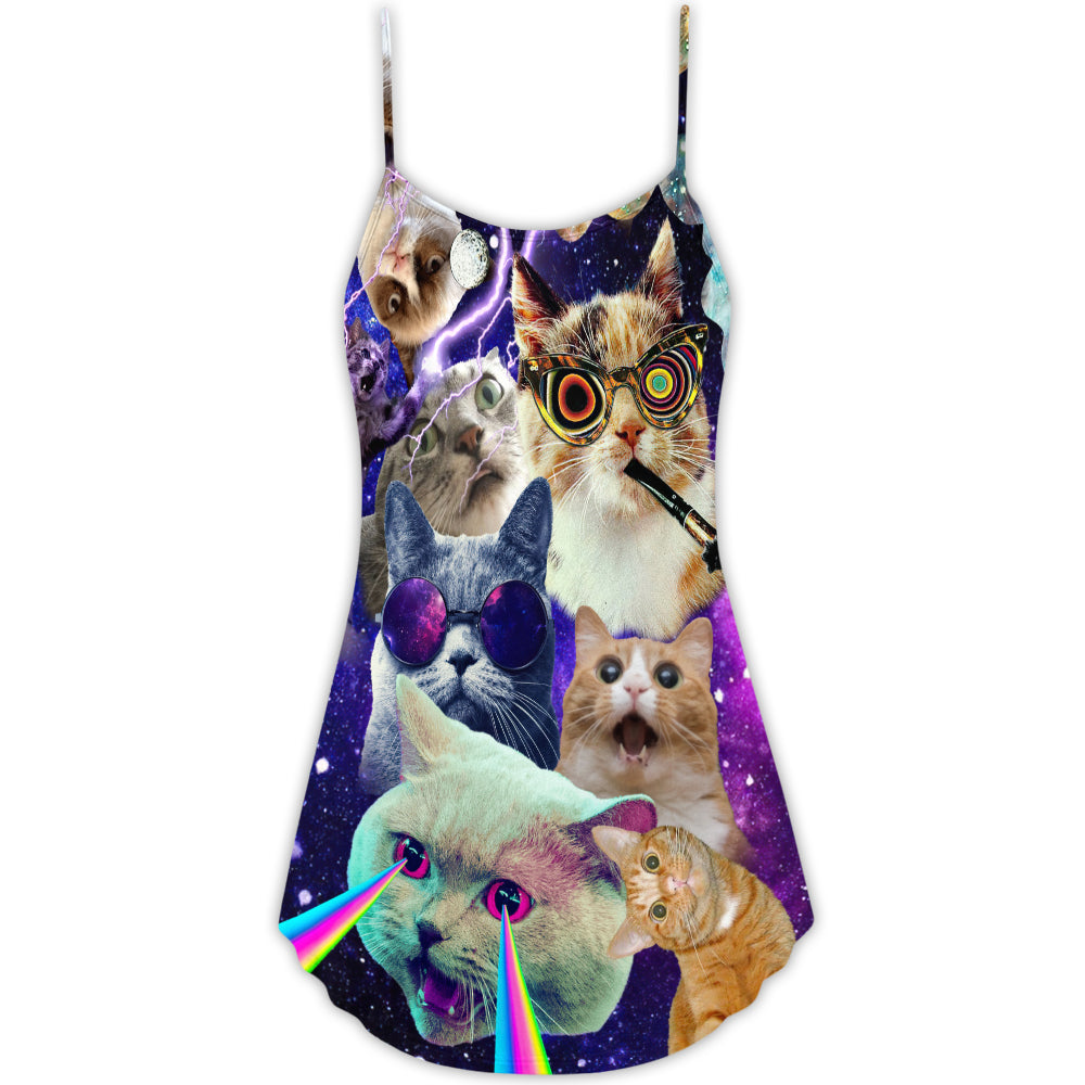 Flying Cat Rebellion – Women's Summer Sleeveless V-Neck Camisole Dress