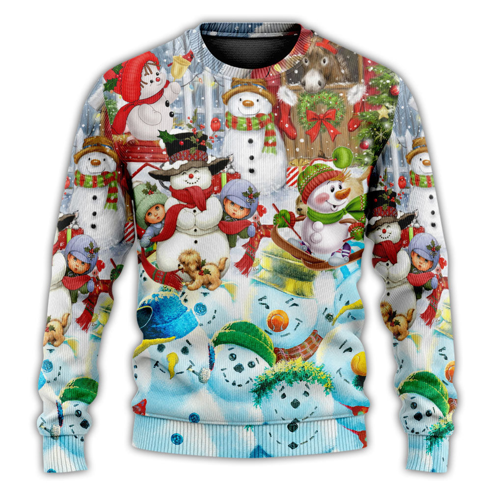 Snowman Happy Farm Holiday Christmas – Sweater - Ugly Christmas Sweater