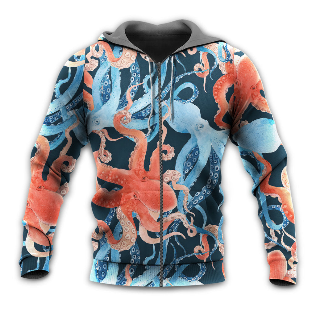 Octopus Colorful Ocean Life - 3D Hoodie