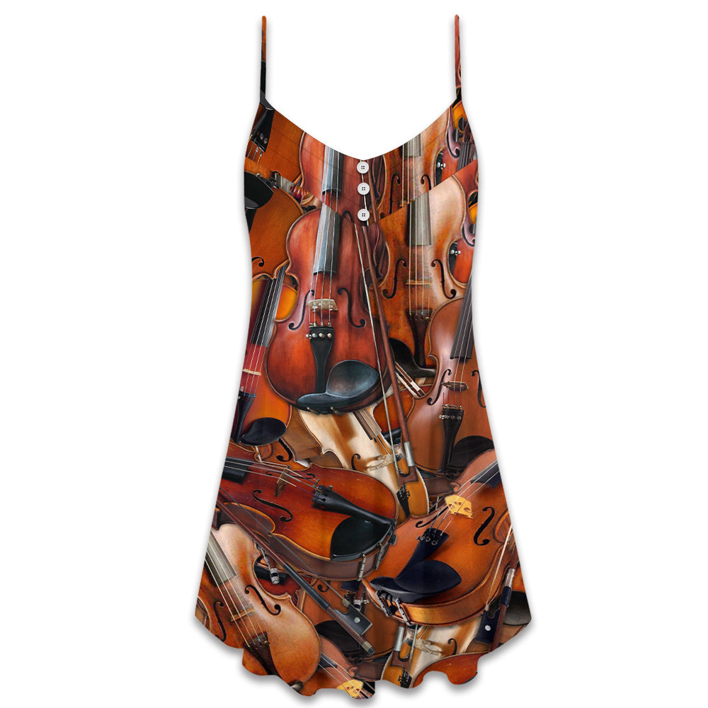 Violin Instrument Lover Quote – Women's Summer Sleeveless V-Neck Camisole Dress