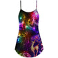 Neon Reindeer Bright Lights – Women's Summer Sleeveless V-Neck Camisole Dress