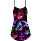 Skull Neon Holiday Art – Women's Summer Sleeveless V-Neck Camisole Dress