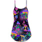 Hippie Mushroom Life Lover – Women's Summer Sleeveless V-Neck Camisole Dress