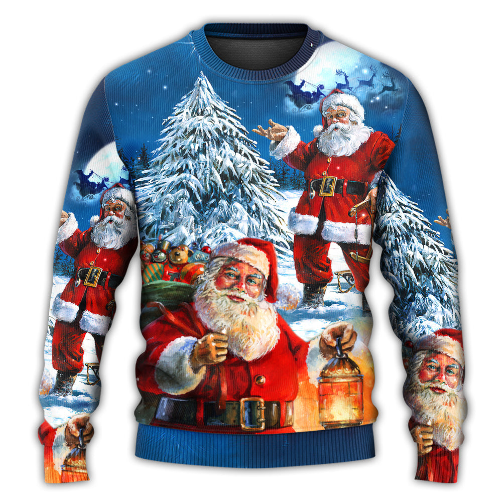 Christmas Santa Story Night Is Coming Art – Sweater - Ugly Christmas Sweater