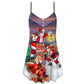 Santa Holiday Fun Art – Women's Summer Sleeveless V-Neck Camisole Dress