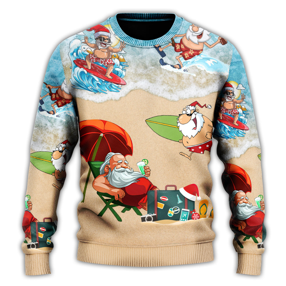 Christmas Santa Beach Holiday Style – Sweater - Ugly Christmas Sweater