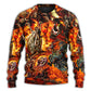 Motorcycle Skull Fire Art Style – Sweater - Ugly Christmas Sweater