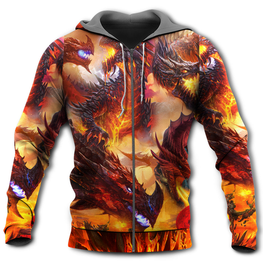 Red Dragon Skull Fire - 3D Hoodie