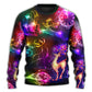 Christmas Reindeer Neon Light Art – Sweater - Ugly Christmas Sweater