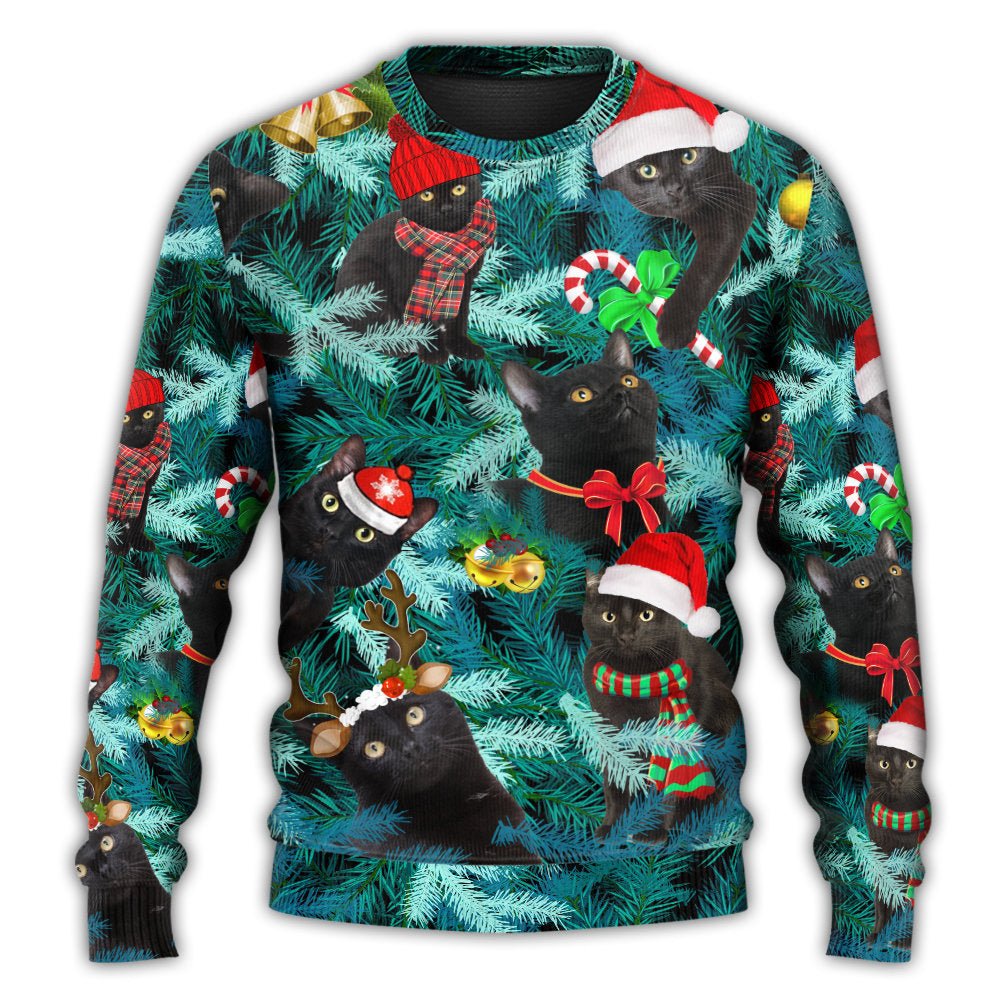 Christmas Black Cat Jolly Holiday Style – Sweater - Ugly Christmas Sweater