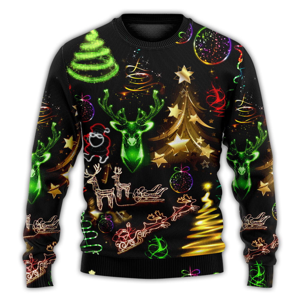 Christmas Neon Tree And Snowman Cool – Sweater - Ugly Christmas Sweater