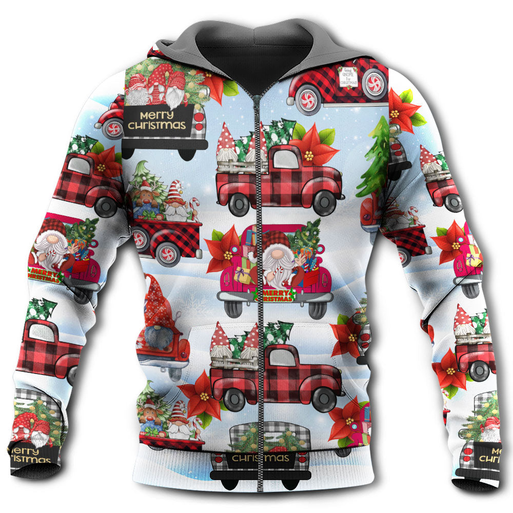 Gnome And Christmas Truck Merry Xmas - 3D Hoodie