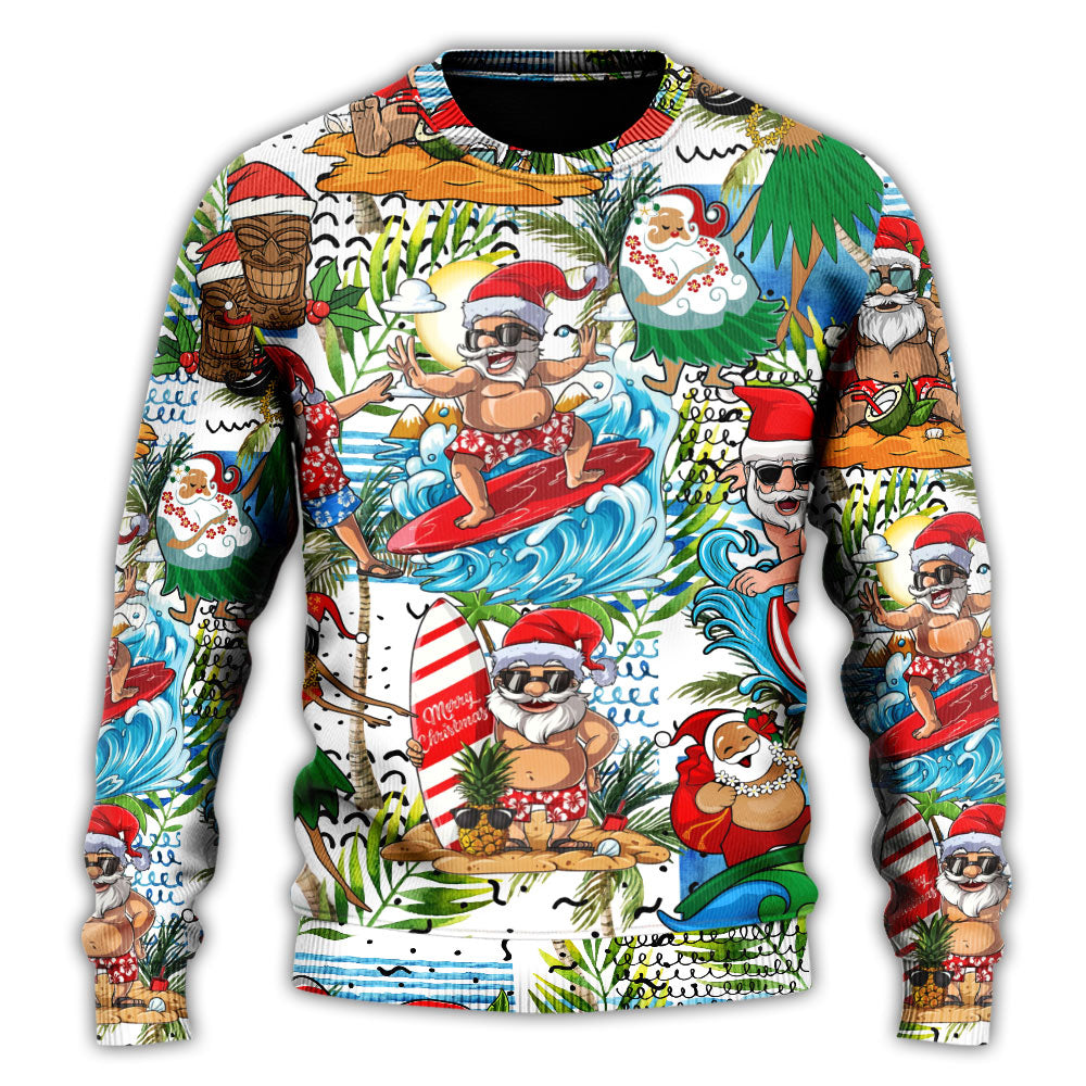 Christmas Santa Aloha Beach Vibe Style – Sweater - Ugly Christmas Sweater