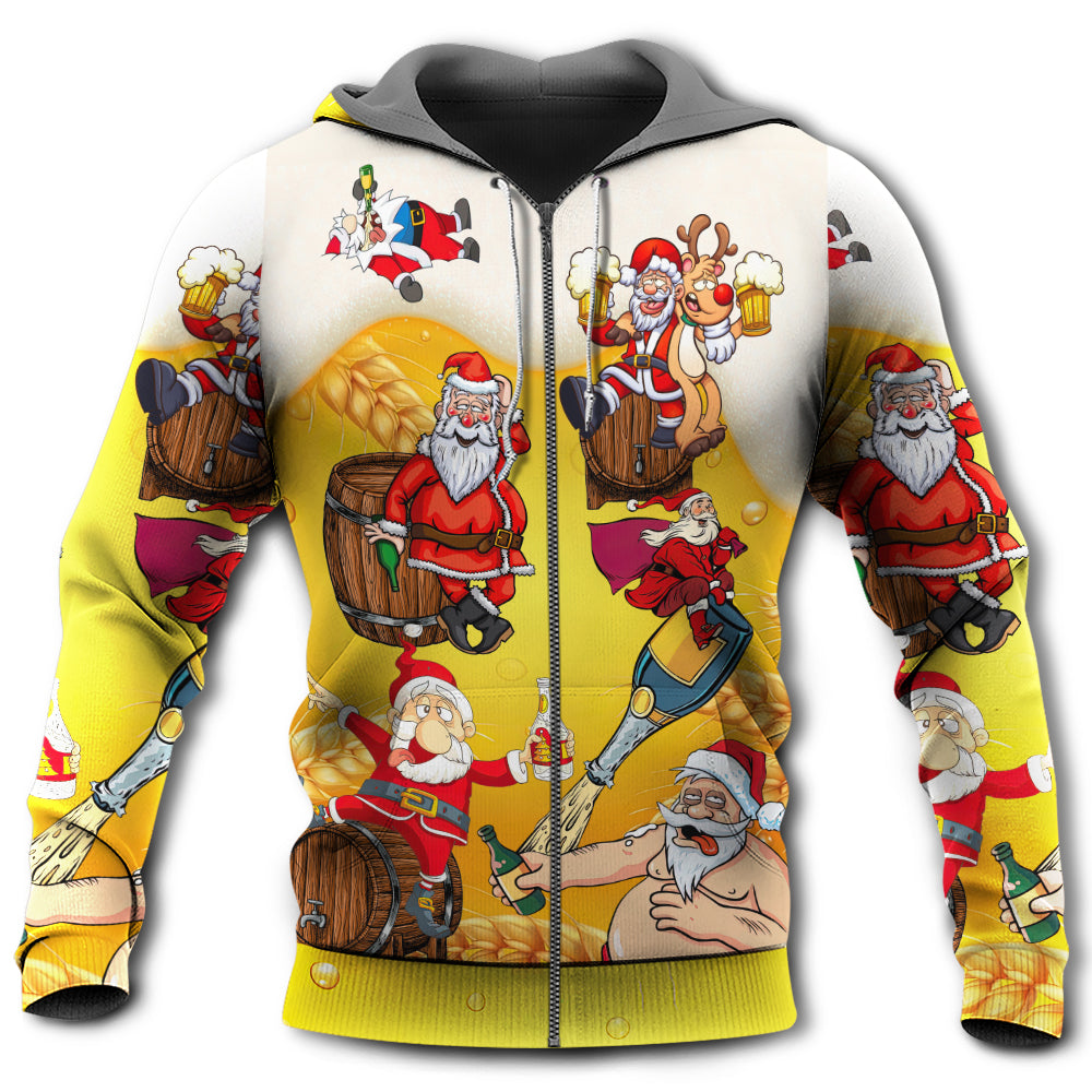 Christmas Santa Beer Funny Xmas Style - Hoodie