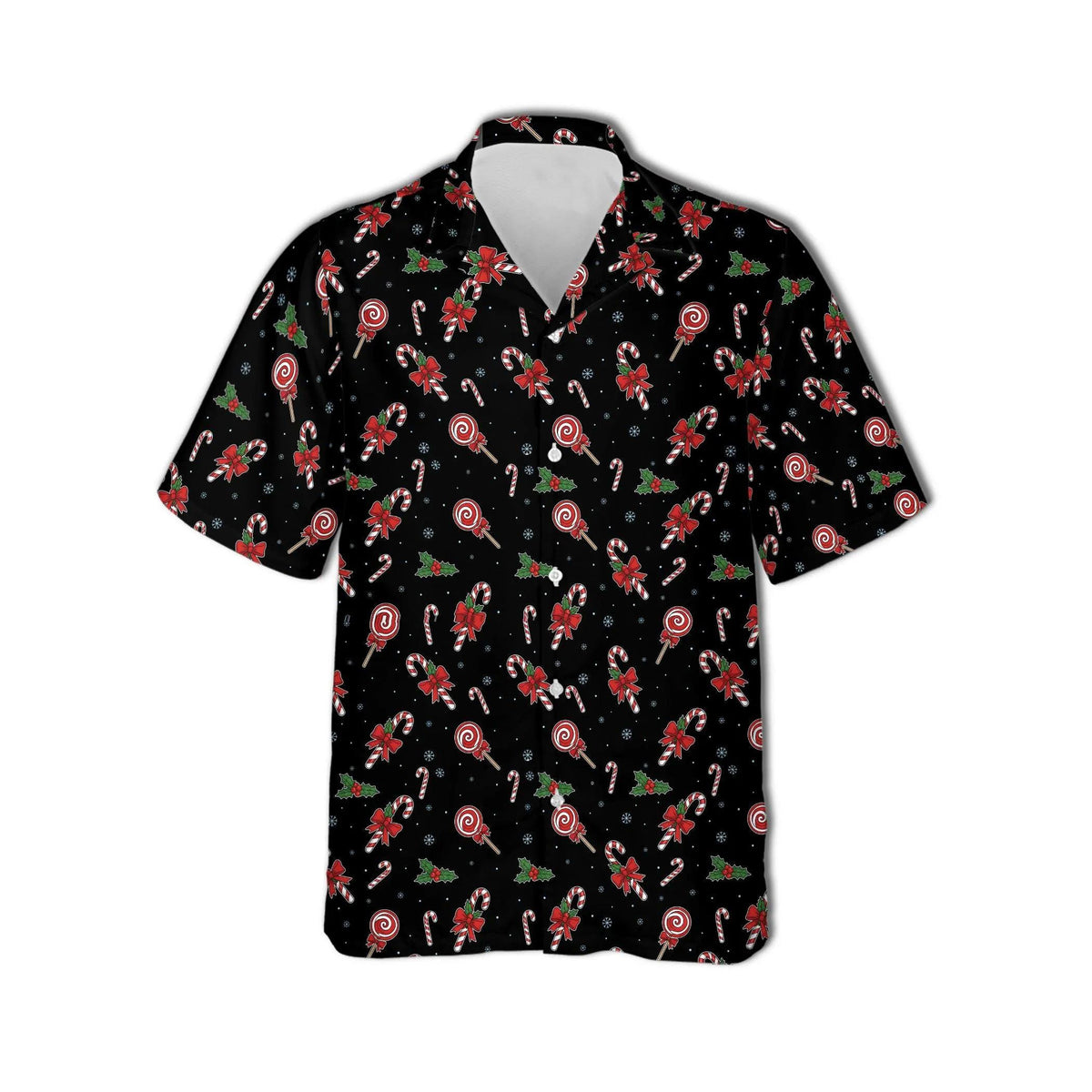 Christmas Candy Cane Black Peppermint Festive Holiday – Hawaiian Shirt