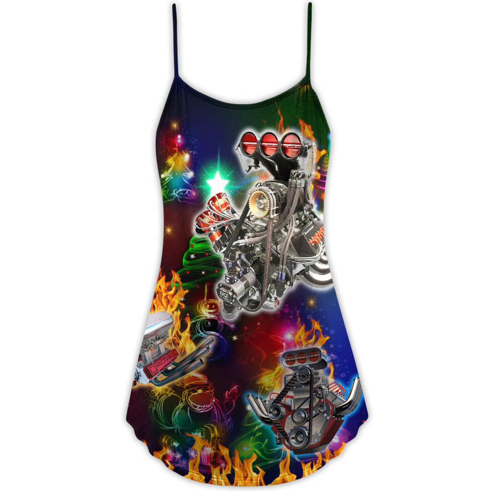 Christmas Tree Hot Rod Style – Women's Summer Sleeveless V-Neck Camisole Dress
