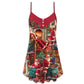 Santa Story Cozy Xmas Art – Women's Summer Sleeveless V-Neck Camisole Dress