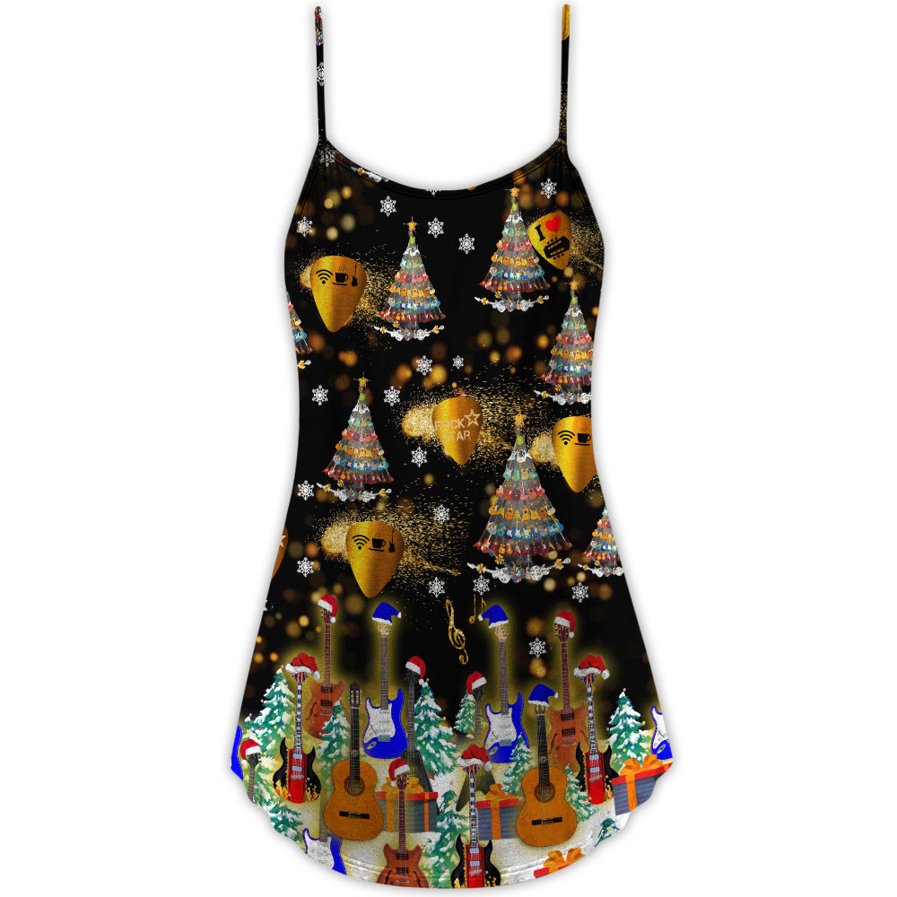 Christmas Yes I Speak Guitar – Women's Summer Sleeveless V-Neck Camisole Dress
