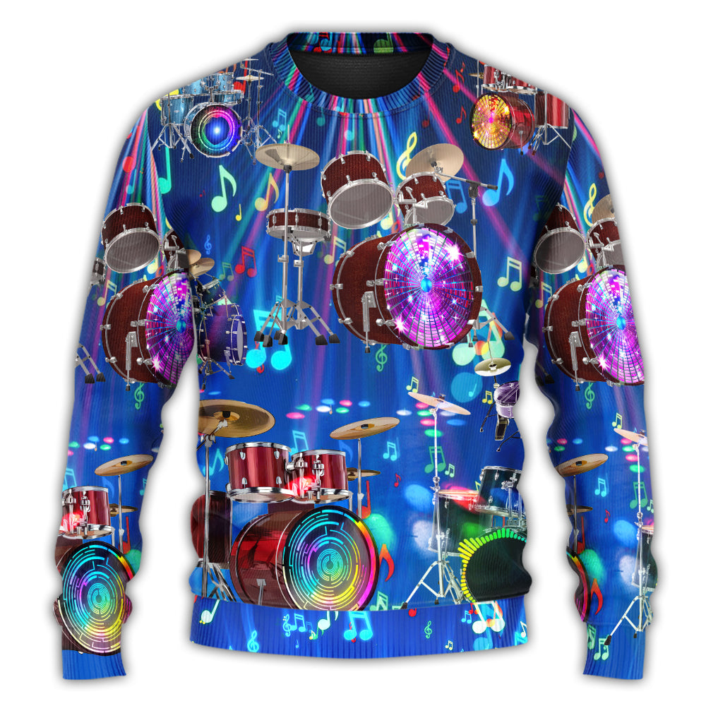 Drum Is My Life Neon Light Style – Sweater - Ugly Christmas Sweater