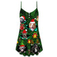 Dog Merry Pitmas Christmas – Women's Summer Sleeveless V-Neck Camisole Dress