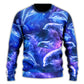 Dolphin Galaxy Neon Glow Art Style – Sweater - Ugly Christmas Sweater