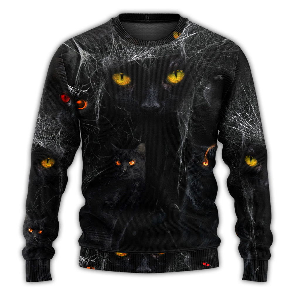 Halloween Black Cat Dark Night Art – Sweater - Ugly Christmas Sweater