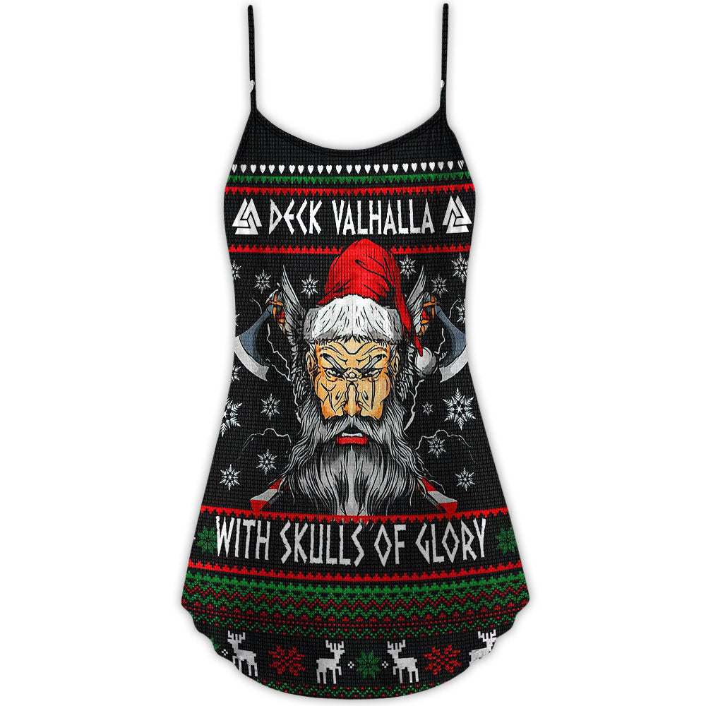 Nordic Skull Glory Holiday – Women's Summer Sleeveless V-Neck Camisole Dress