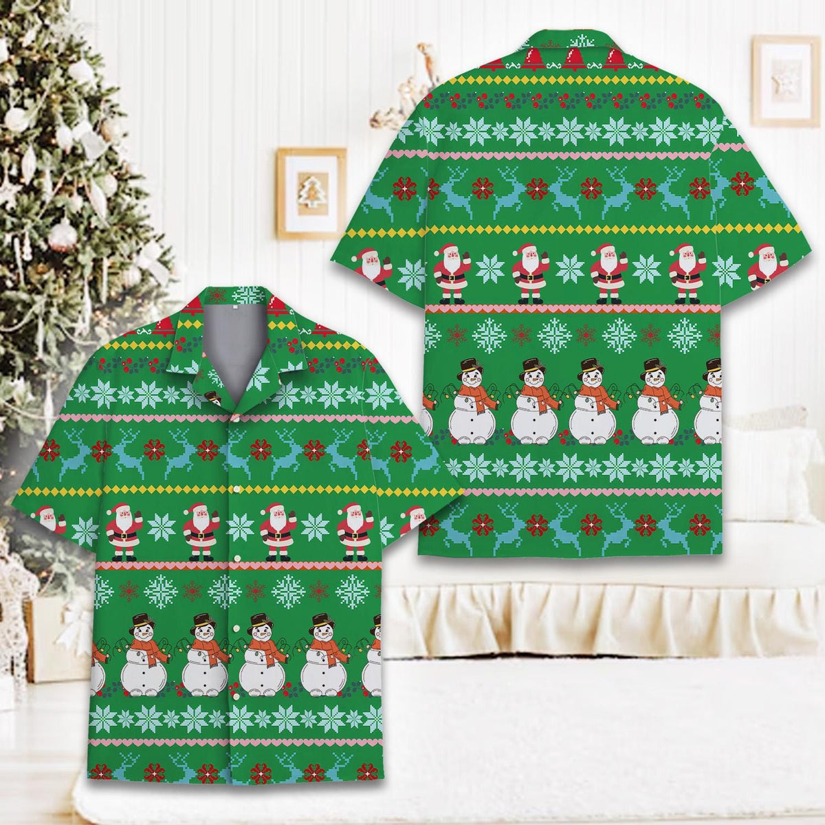 Funny Santa Snowman Christmas Ugly Sweater – Hawaiian Shirt