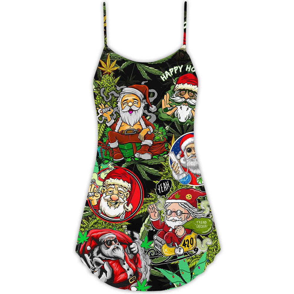 Hippie Santa Holiday Vibes – Women's Summer Sleeveless V-Neck Camisole Dress