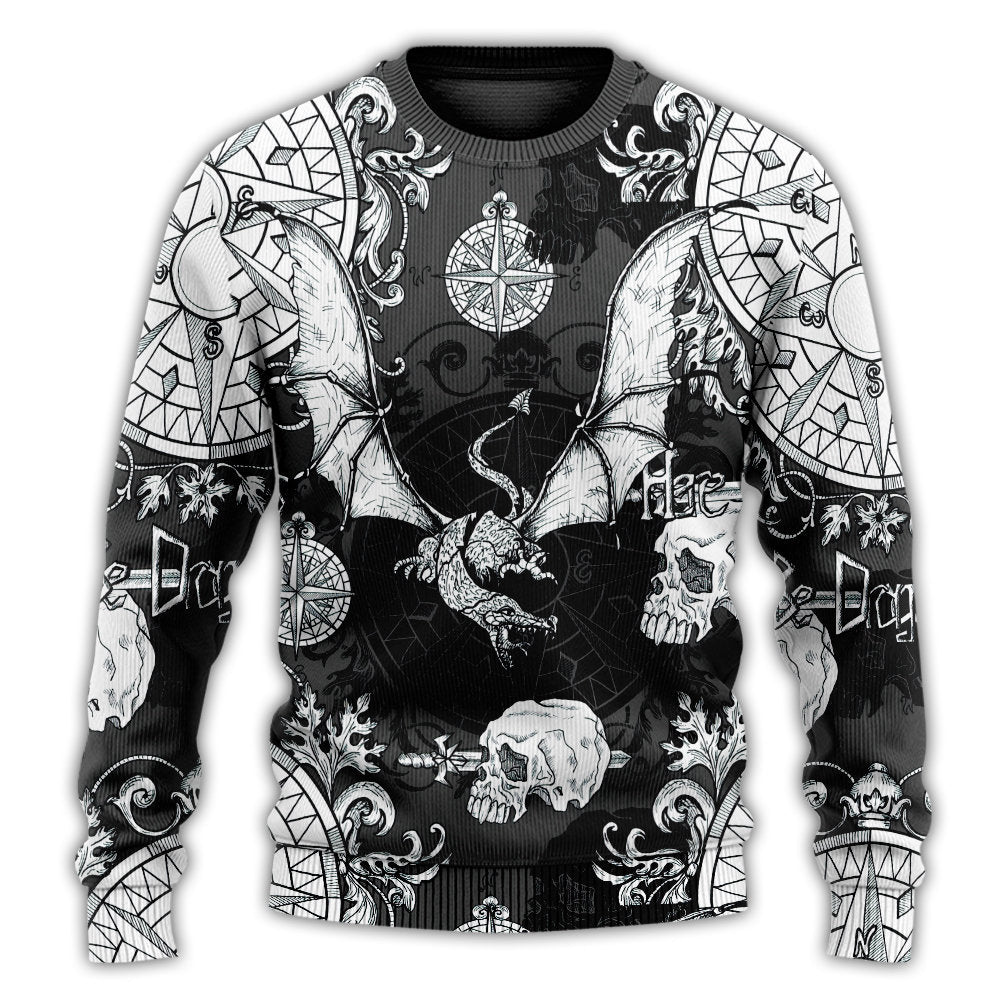 Fire Dragon Gothic Compass Baroque Art – Sweater - Ugly Christmas Sweater