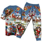 Christmas Say Hi From Santa's Sleigh - Pajamas Short Sleeve - Owls Matrix LTD