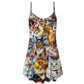 Colorful Cat Art Mixer – Women's Summer Sleeveless V-Neck Camisole Dress
