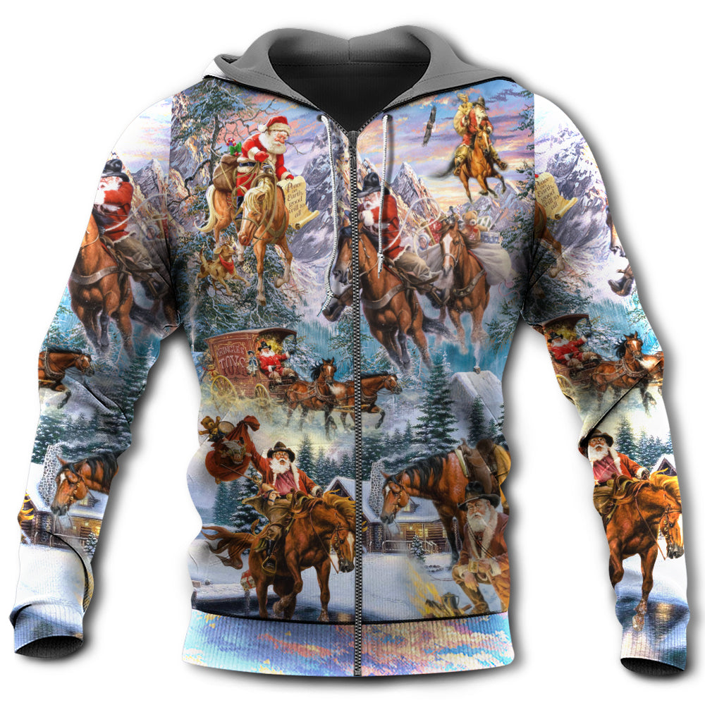 Santa Riding Horse Winter - 3D Hoodie