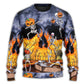 Halloween Skeleton Pumpkin Party Art – Sweater - Ugly Christmas Sweater