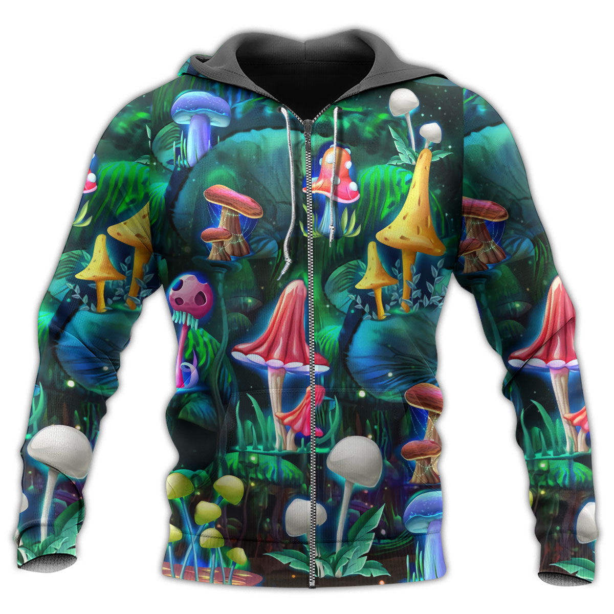 Hippie Mushroom Galaxy Neon Art – 3D Hoodie